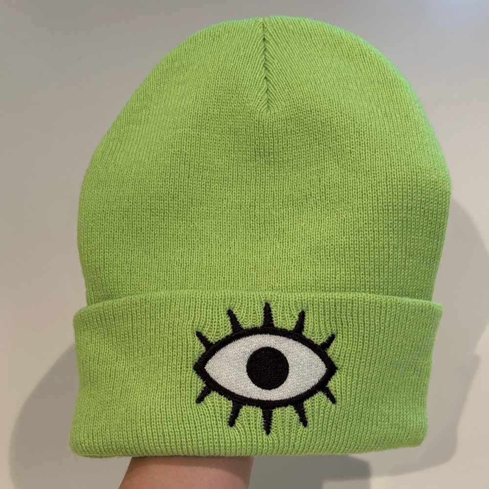 Wokeface Lime Green Eye Beanie NWT